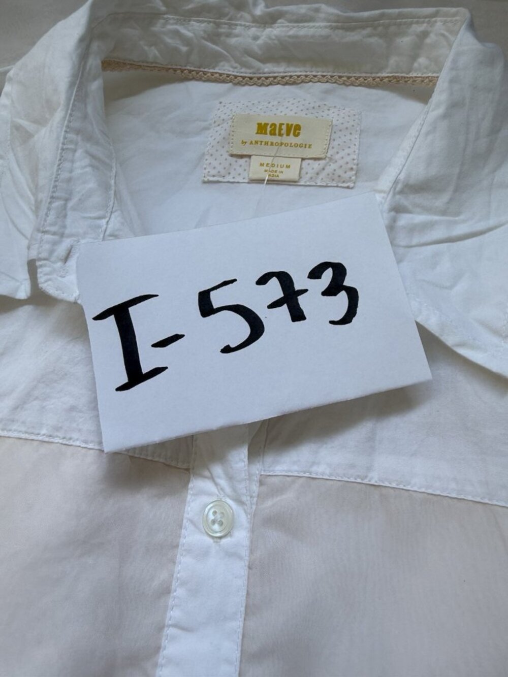 Maeve Anthropologie White Cotton High Low Button Front Tunic Top Medium NWOT - Picture 12 of 12